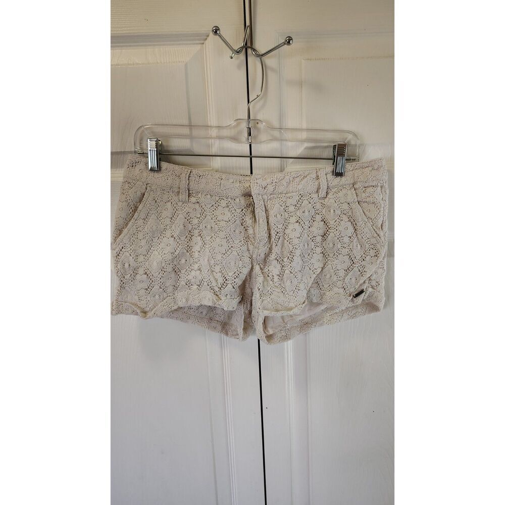 Volcom Ivory Floral Lace Overlay Shorts Size 7
